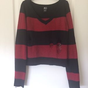 Black And Red Striped Sweater 